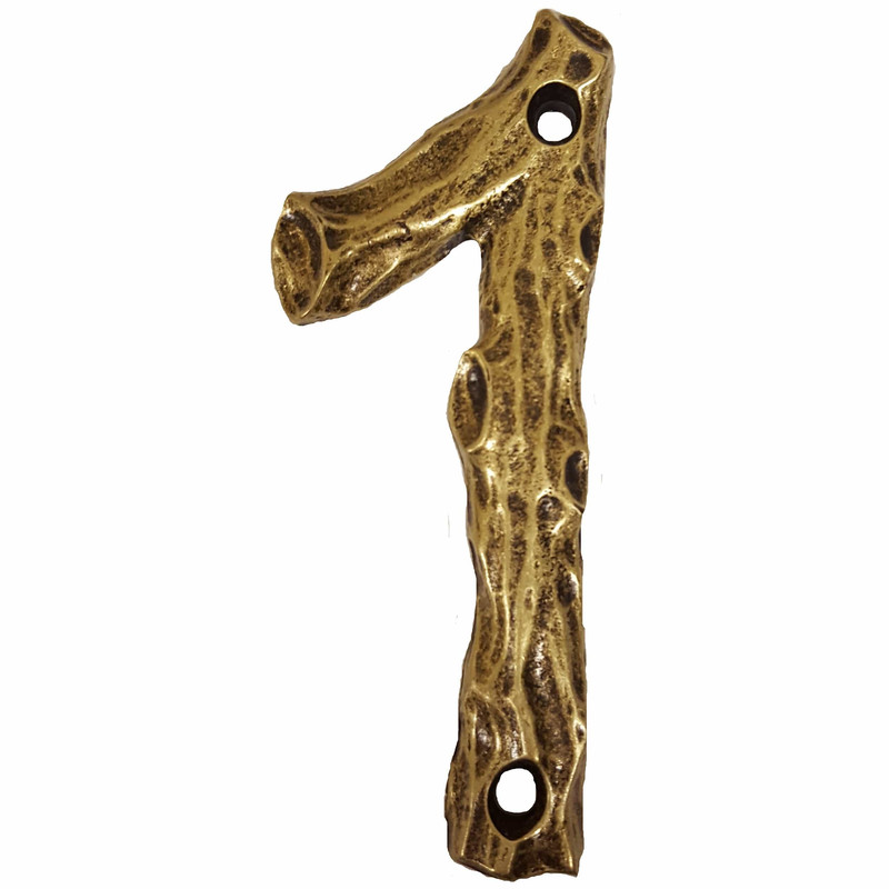 LHN1-AB Log House Number 1, Antique Brass, 1 piece